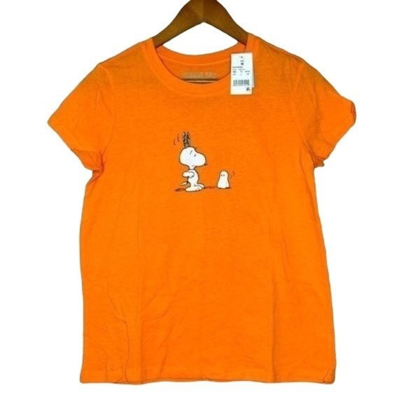 Peanuts Snoopy Shirt Small Orange White Halloween Ghost - Picture 1 of 3